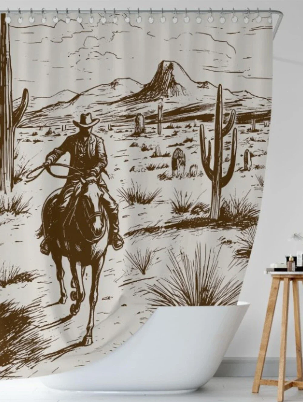 NEW! Western Cowboy Shower Curtain 72x72